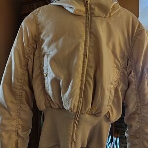 BabyPhat Gold Jacket With Faux Fur Trim On The Hood.